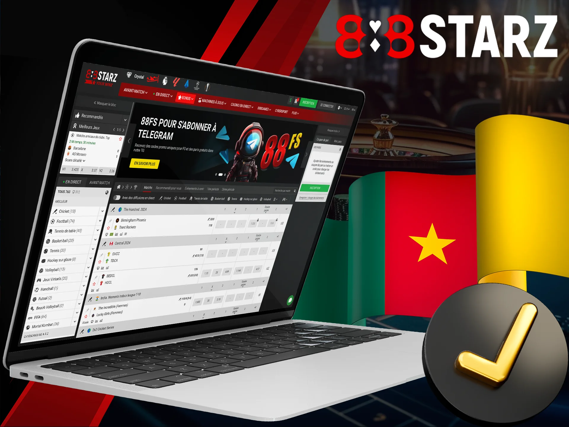 888Starz is fully legal in Cameroon.