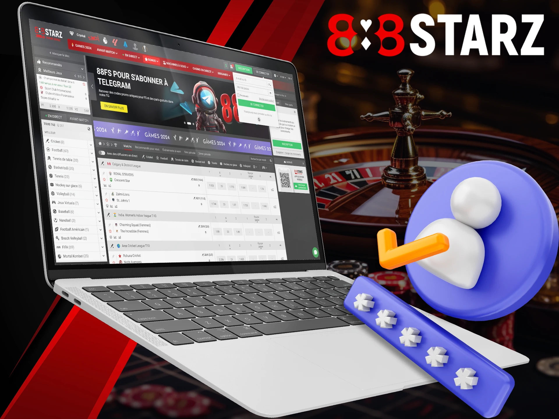 Log in to your 888Starz account and become a champion.
