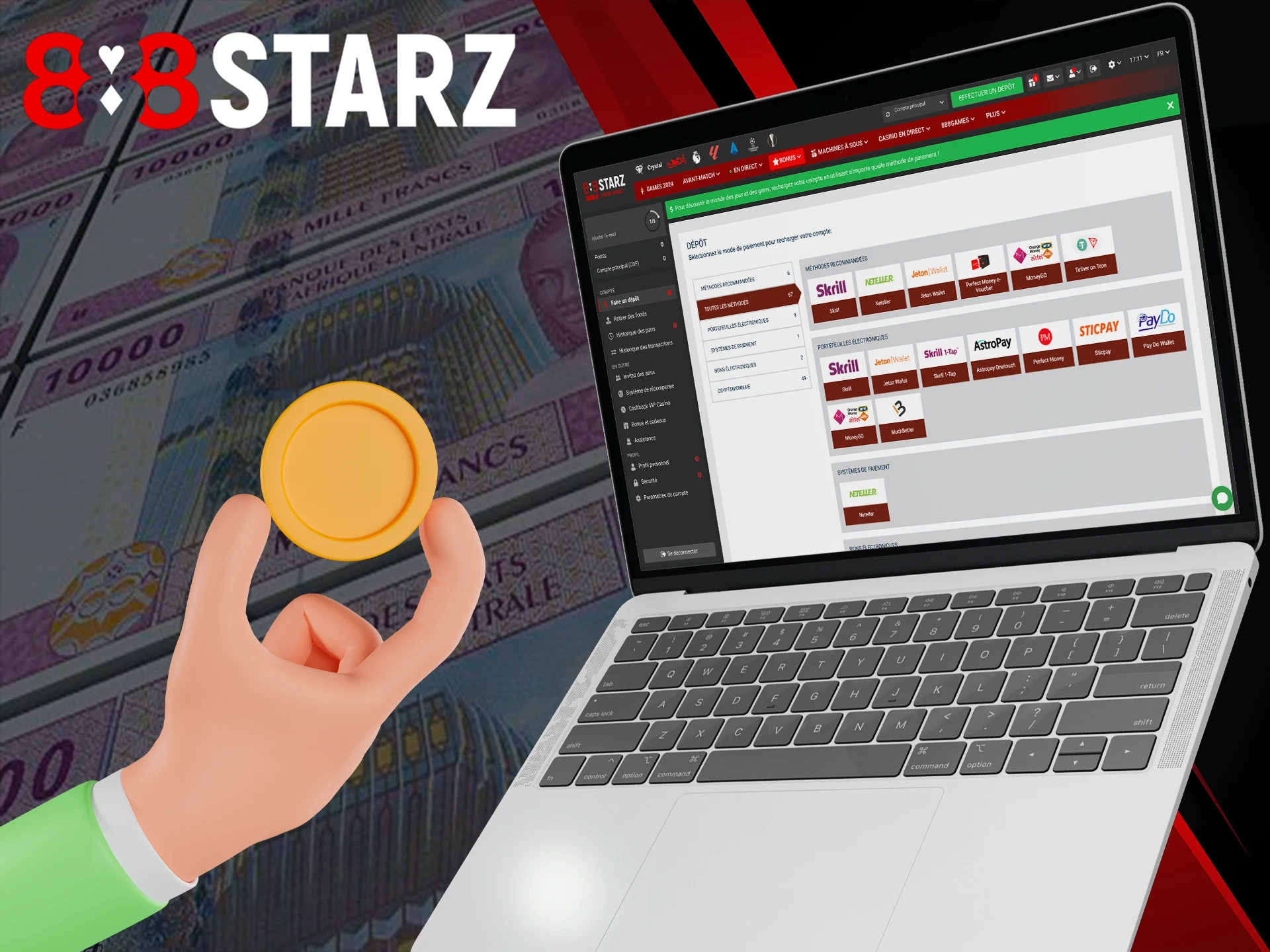 Choose a payment method that suits you at 888Starz.