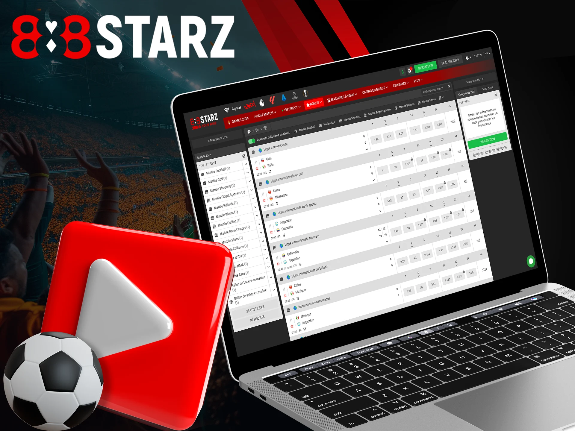 Place your bets in streaming mode on 888Starz.